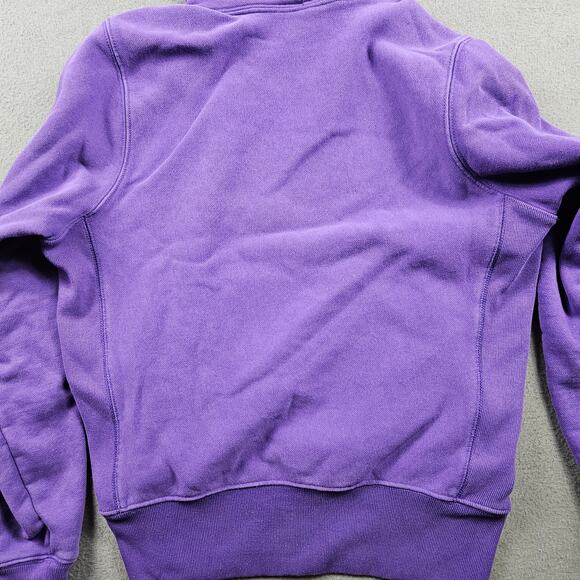 Champion Reverse Weave Hoodie Sweater Men's Small Purple Logo Print Ribbed - Picture 7 of 7